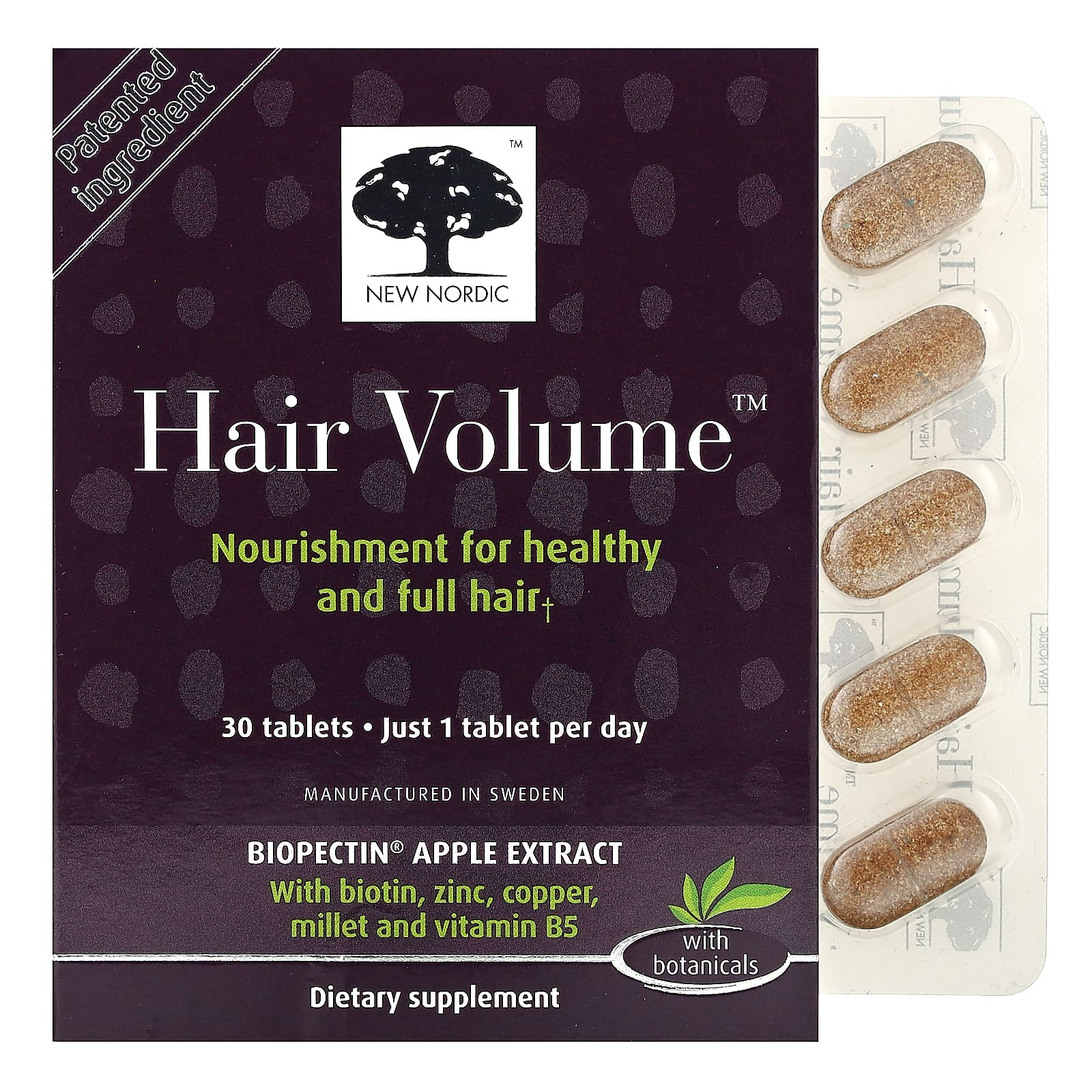 NEW NORDIC US, INC., Hair Volume for Healthy Hair & Normal Hair Growth, 30 TABLET UPC 741805747119 | HiLife Vitamins